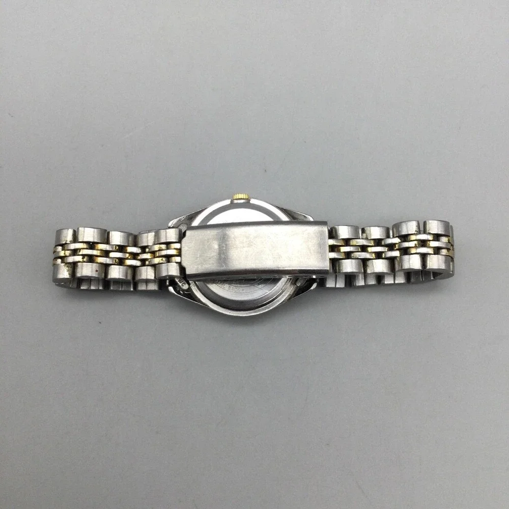 Timex Indiglo Womens Watch 24mm Champagne Dial Two Tone Date New Battery 6.5